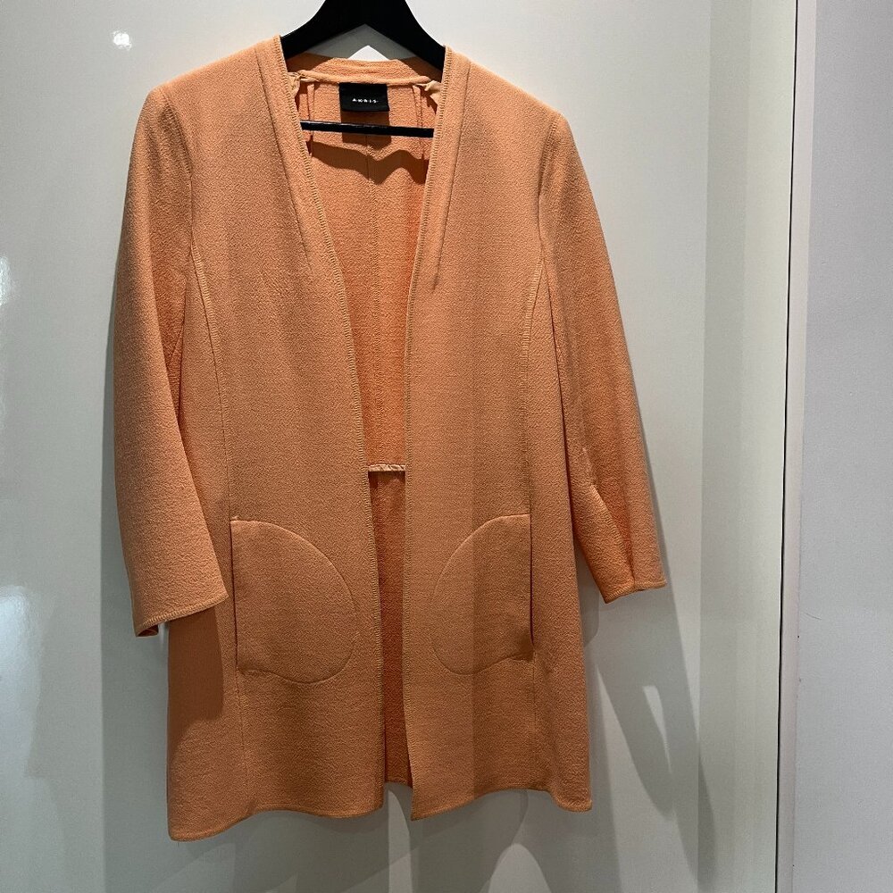 AKRIS Women's Cardigan Coral 100% Wool Size US 10 FR 42